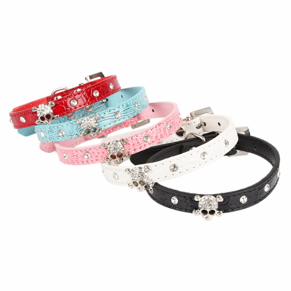 

PipiFren Dogs Cats Collars Skull Rhinestone For Pet Accessories Small Cats Necklace Cat-Collar halsband kat collier chat animaux