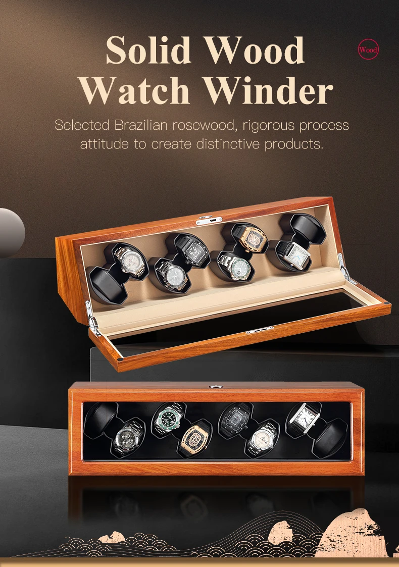 

AU/US/UK Plug Watch Winder Practical Wooden Watch Storage Case for Automatic Watches Wooden Watch Display Rotator Box