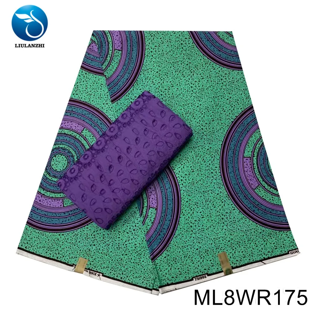 

LIULANZHI wax prints 3 yards ankara fabric and swizterland swiss lace 2.5 yards embroidery african lace fabrics ML8WR160-190