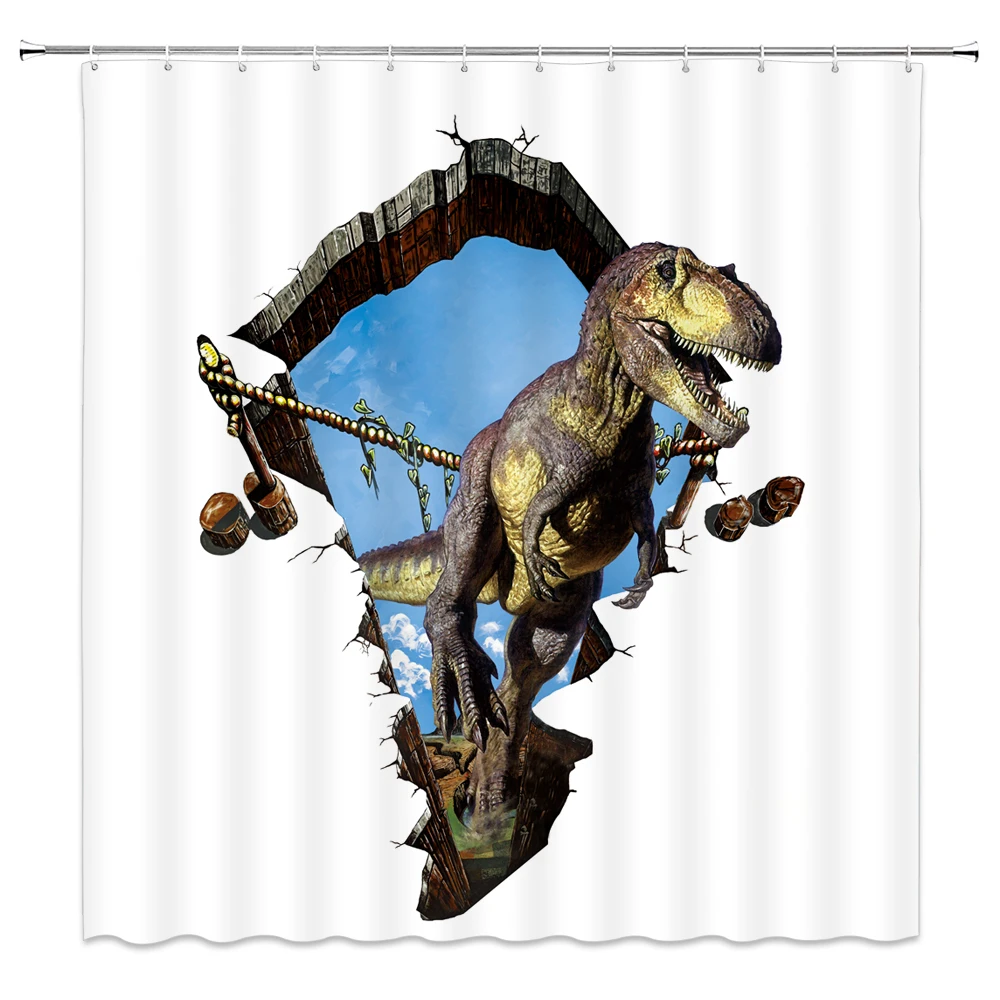 Забавная купальная занавеска динозавра для душа водостойкая ткань ванной