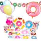 Пончик, одноразовая посуда, тарелка, чашка, детский душ, украшение для дня рождения, Пончик, шарик с мороженым