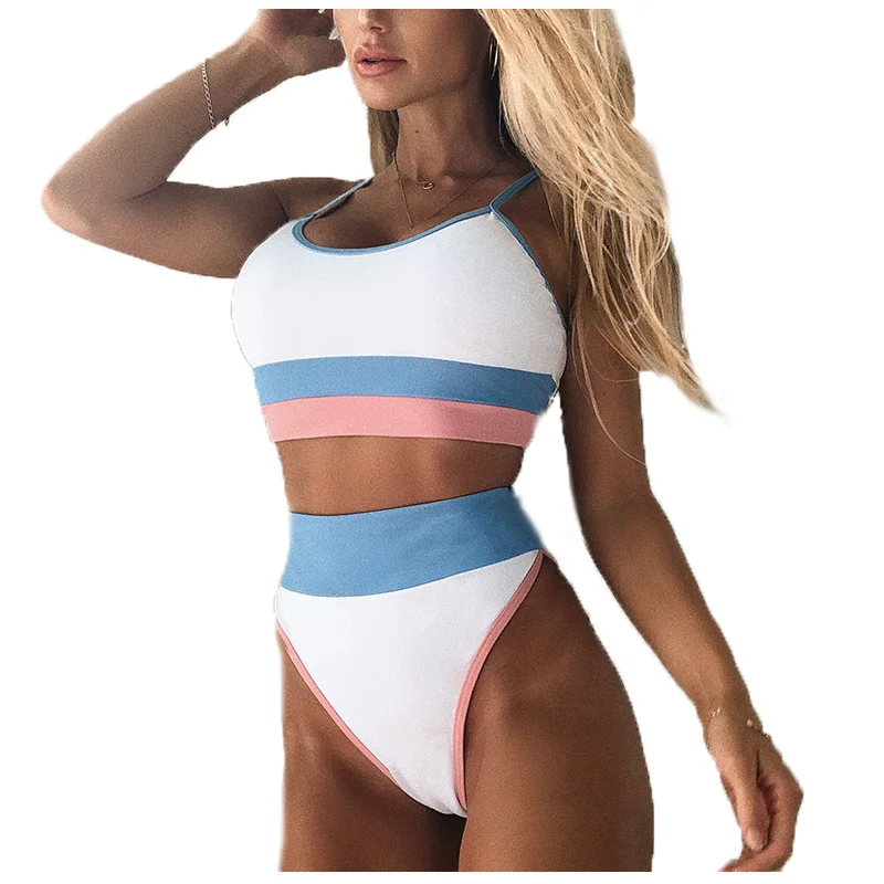 

Stitched Bikini Ladies Biquini Sports Bathing Suits Two-Piece Set Swimwear Summer Fashion Suit Women Swimwear 2021 Sexy