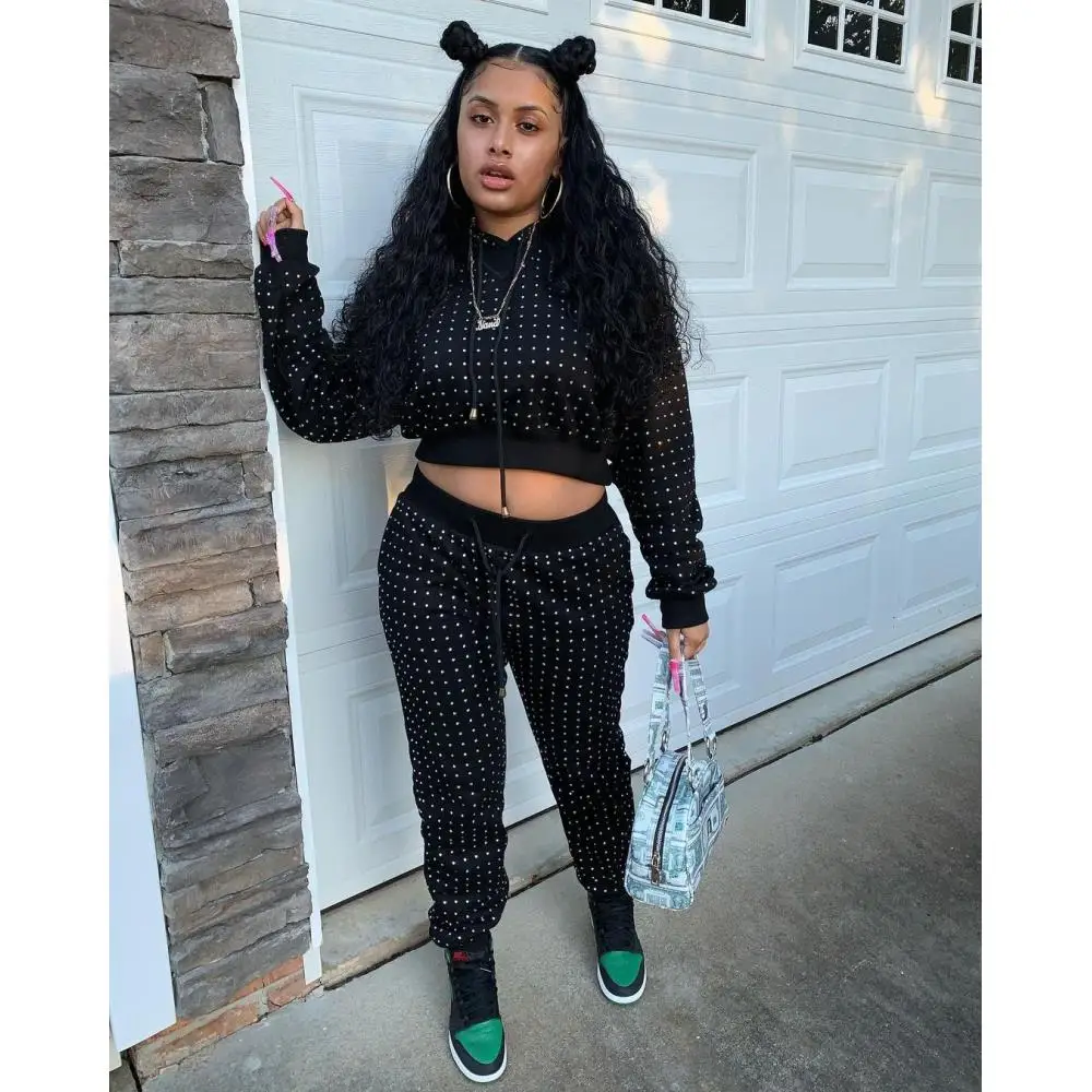 

2 Piece Korean Velvet Bronzing Tracksuit Suit Hoodes Full Sleeve Sweatshirt Crop Top+Drawsting Sporty Long Pants Fitness Trouser