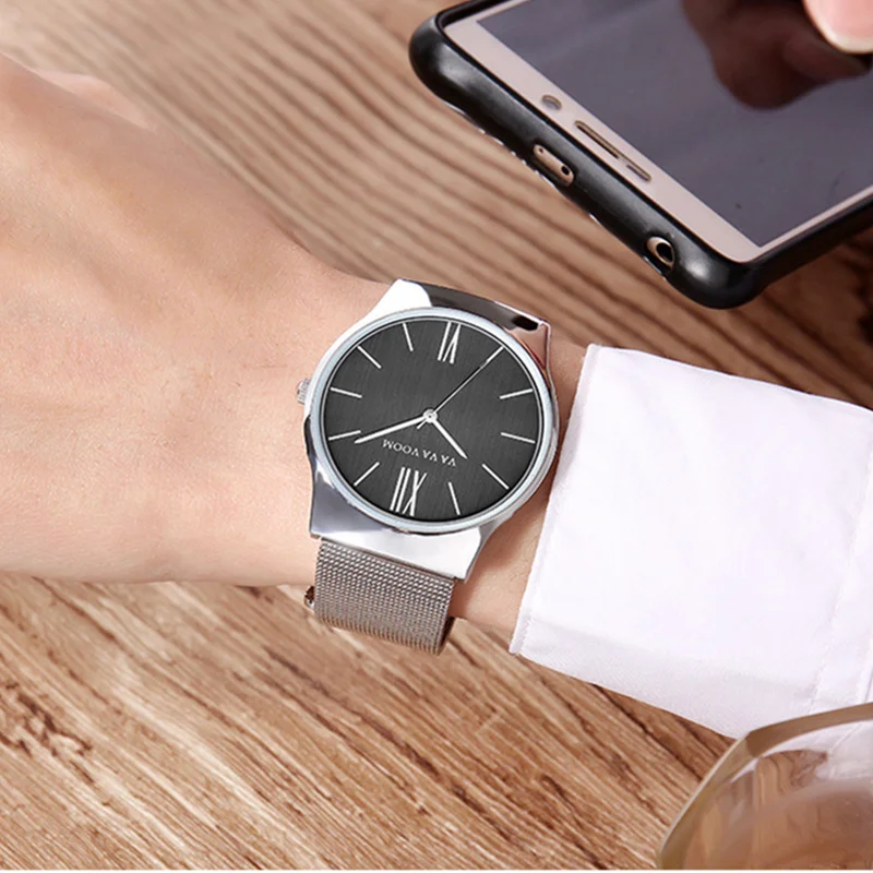 Часы наручные мужские с календарем и браслетом из нержавеющей стали | Наручные