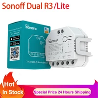 sonoff dualr3dualr3 lite dual relay module wifi diy mini switch two way power metering smart home 2 gang way smart switch