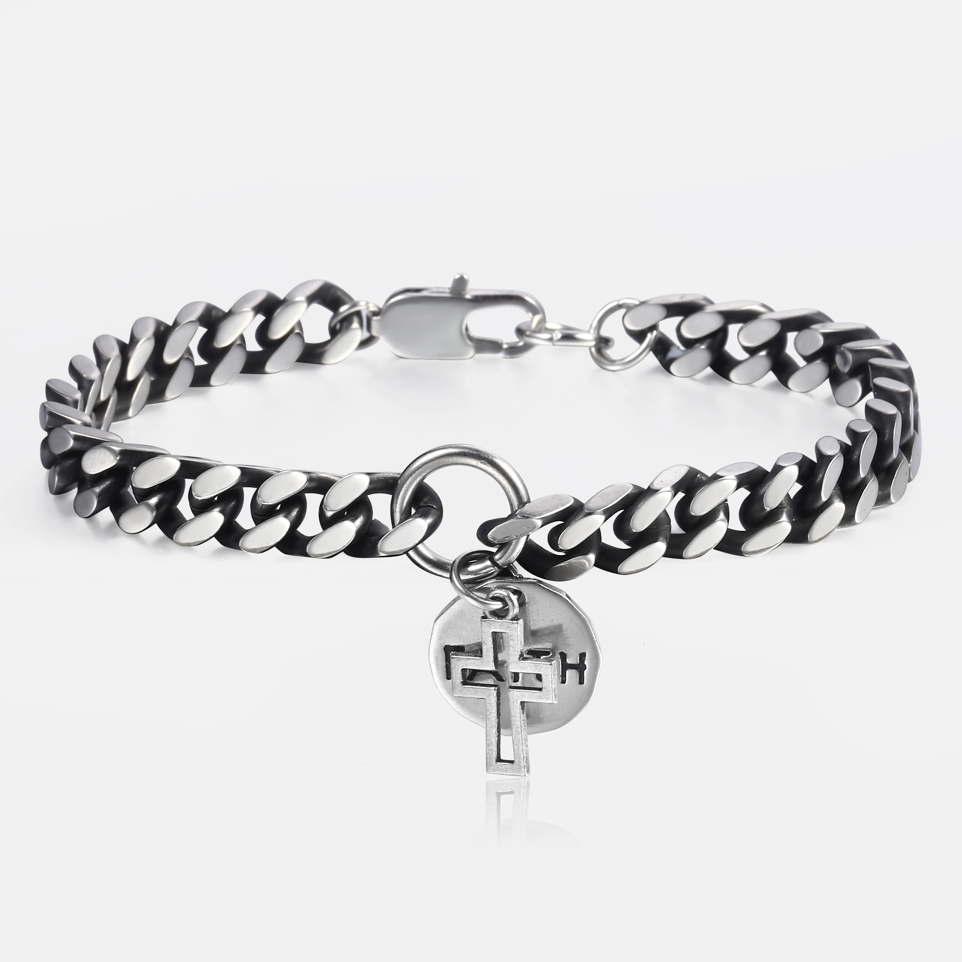 Мужской браслет из нержавеющей стали Davieslee Круглый с подвесками 8 мм LDB263 |