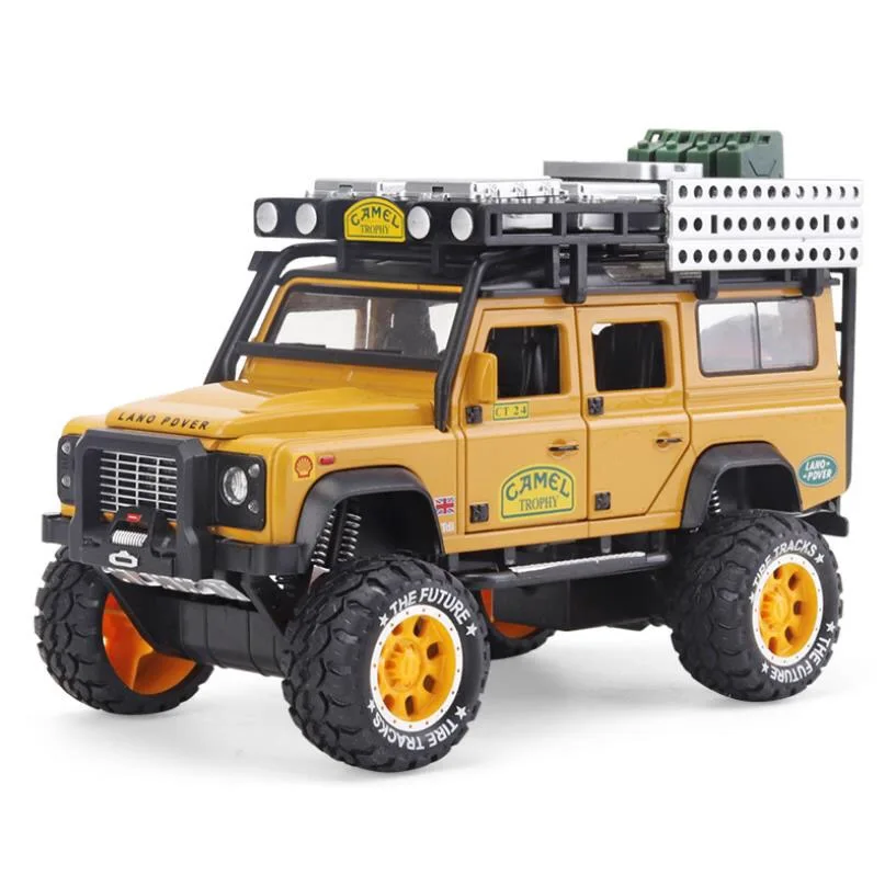 Camel Yellow 1:32 SUV Defender сплав Модель автомобиля игрушки автомобиль вытянуть назад звук и светильник акустооптика для детей подарки на день рождения для взрослых - Цвет: Camel Yellow