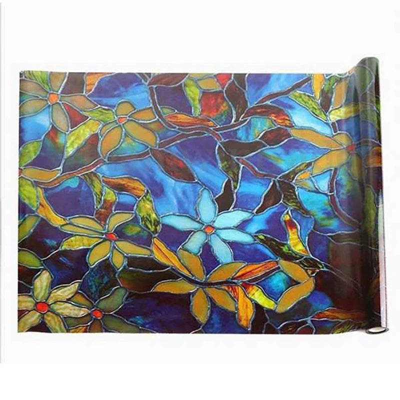 Наклейка на окна статическая витражная декоративная оконная пленка Орхидея