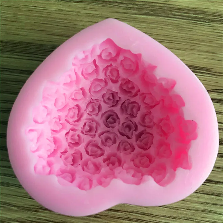 

3D Rose Flower Bouquet Silicone Chocolate Loving Heart Moulds Shape Valentine's Creative Cake Mold Sugarcraft Decoration Mold