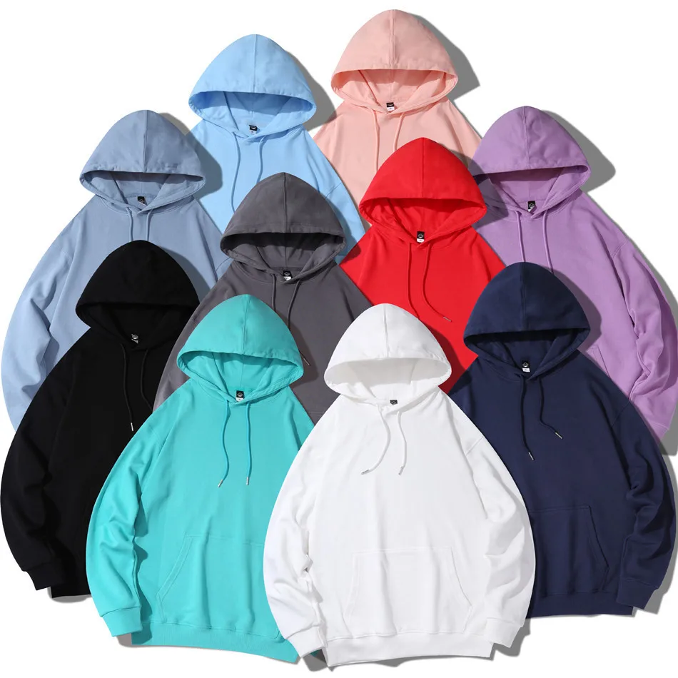 Hooded/hoodless Men's Loose Long Sleeve Drop Heavy Round Neck Big Terry Oversize Solid Color Spring and Autumn Couple Sweater
