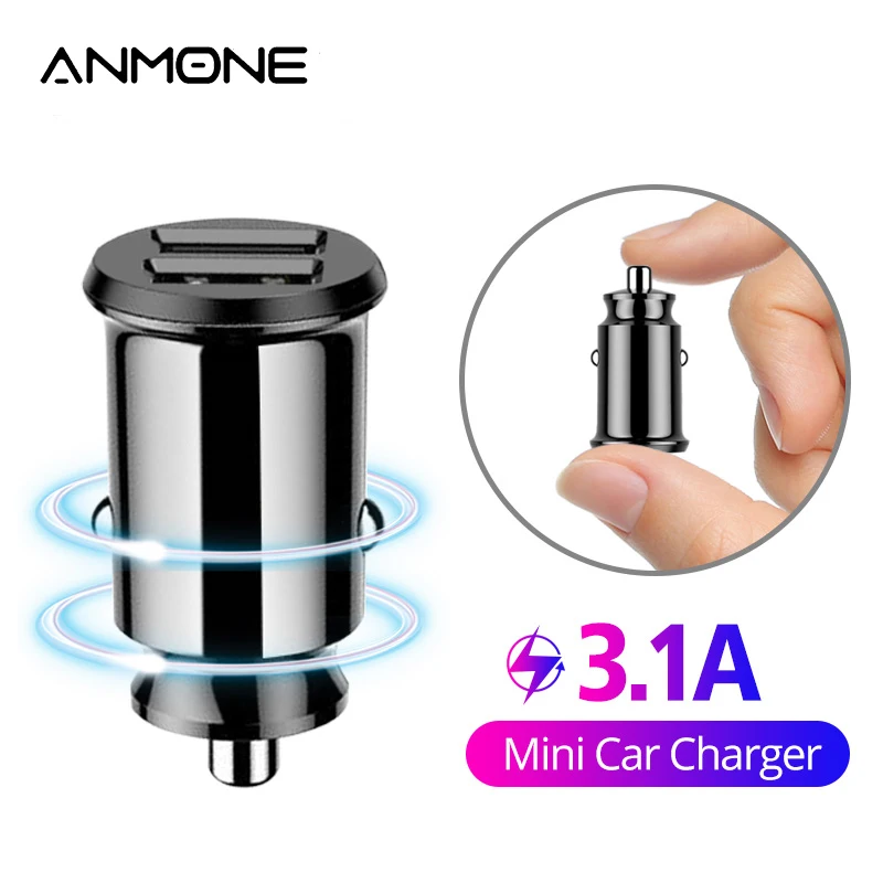 ANMONE Мини Быстрый двойной Переходник USB для зарядки в машине 3.1A быстрая зарядка автомобильное зарядное устройство для планшета мобильного телефона автомобильное зарядное устройство