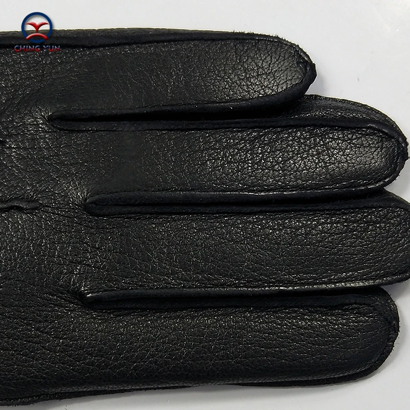 

winter men's deerskin gloves buckskin men's warm and soft External suture men's black gloves 70% wool lining