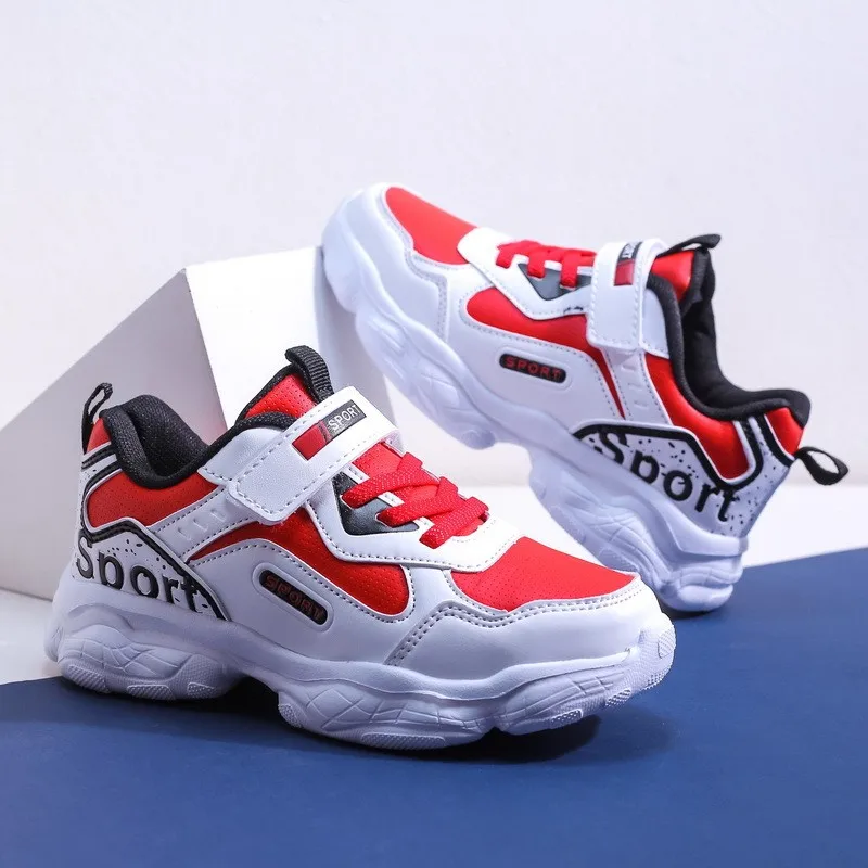 Спортивная обувь для мальчиков модные водонепроницаемые кожаные кроссовки