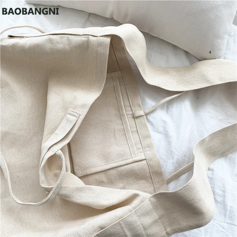 Teenager Brief Style Canvas Handbag Women Eco Environmental Cotton Fabric Bucket Shoulder Bag Female Big Size Soft Slouch Bag