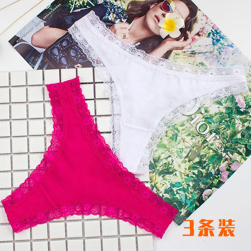 Трусики-танга женские кружевные с низкой посадкой 3 шт./упаковка | Женская одежда