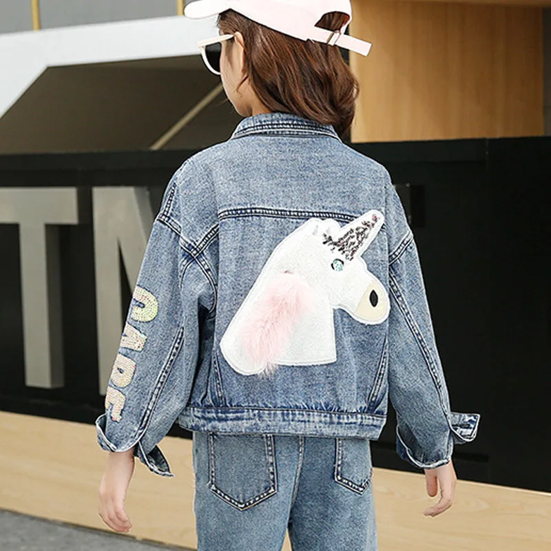 Детская джинсовая куртка весна-осень 2020 для девочек-подростков верхняя одежда