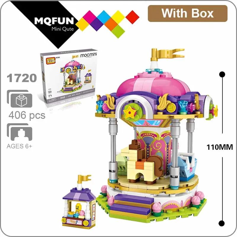 

LOZ Mini Blocks Amusement Park Brick Building Blocks Toys for Kids Assembly DIY Children Street City View Educational 3d Model