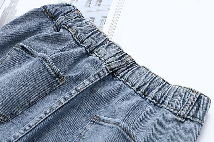 Женские джинсы синего цвета с эластичной резинкой на талии размера плюс, новинка 2021, весенне-осенние повседневные женские хлопковые прямые ... от AliExpress RU&CIS NEW