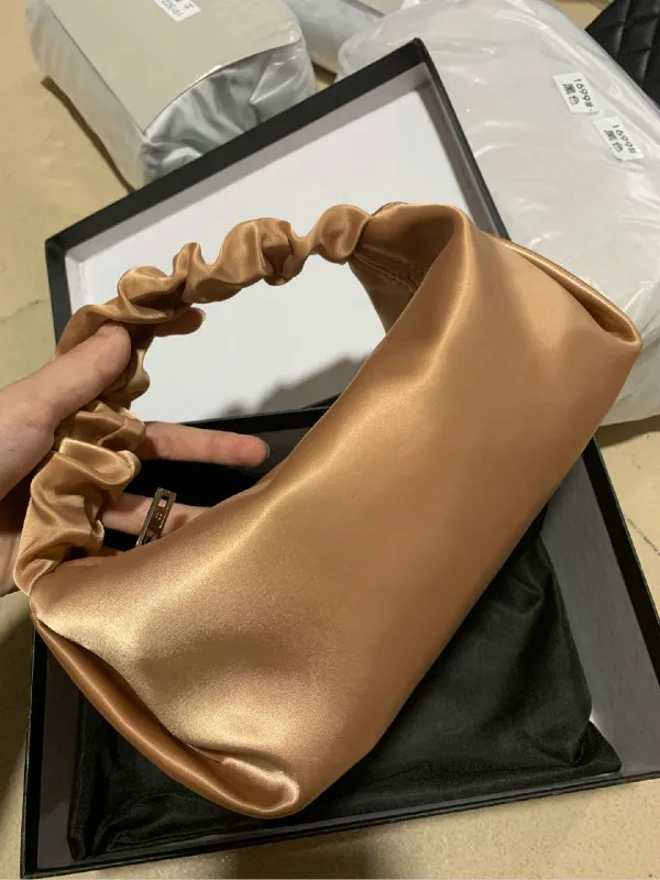 

New Summer Luxury Designer Brand Fashion Women Handbag Silk Satin Underarm Bag Cosmetic Bag Nylon Waterproof A2