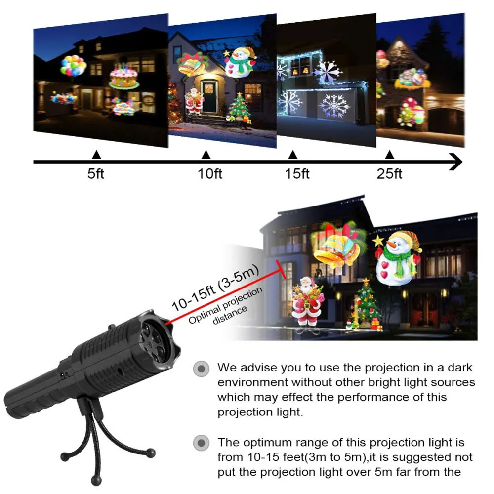 Proyector de luz Led para Navidad, dispositivo de proyecci&oacute;n l&aacute;ser impermeable para exteriores, decoraci&oacute;n hologr&aacute;fica para fiesta en casa, 12 patrones-3