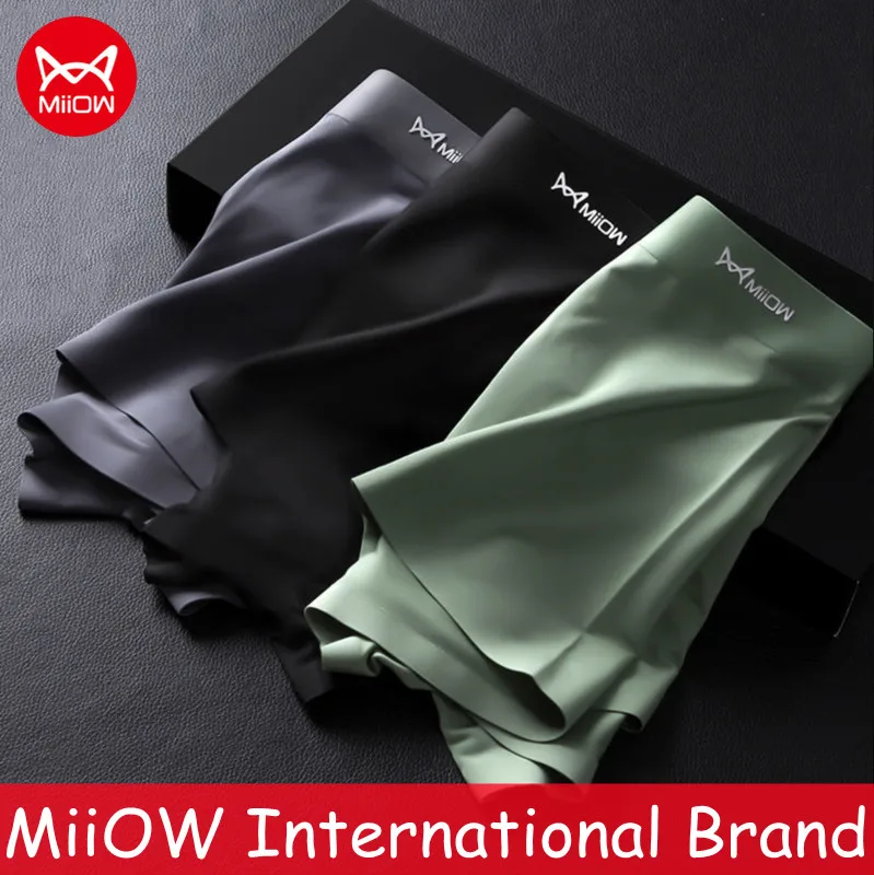 

MiiOW 3pcs/lot Men's Underwear Men's Modal New Traceless Antibacterial Flat Pants Large Size Breathable Men's Four Legged Pants