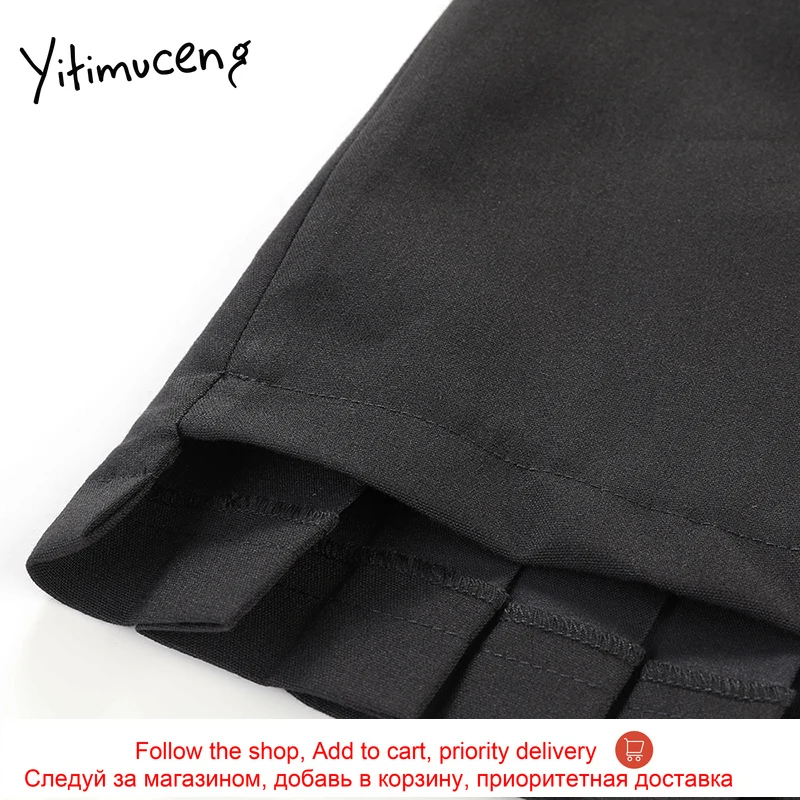 

Yitimuceng Irregular Bandage Skirt Women Pleated High Waist Solid Clothing 2021 Summer Preppy Style Fashion New Skirts Hot Sale