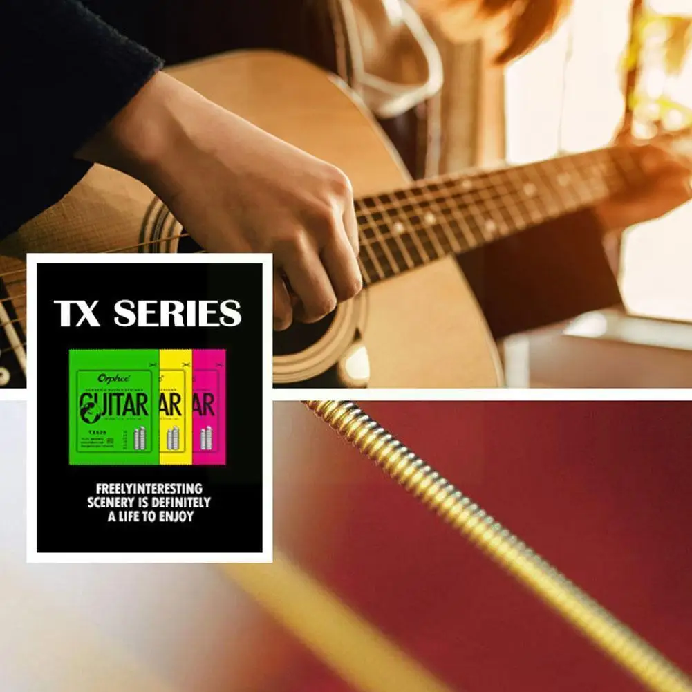 

Strings For Acoustic Guitar TX Series Green Phosphor Accessories Guitar Folk Parts String Steel Metal Hexagonal Carbon W5U4