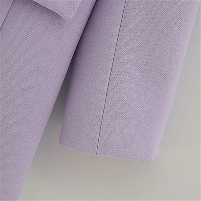 

Women Violet Blazer Jacket Casual Work Suit Coat Office Lady Fashion Pockets Long Sleeve Suit Blazers Female