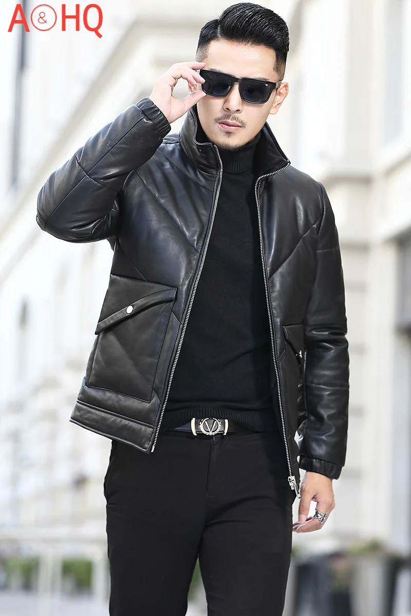 

Genuine Sheepskin Leather Jacket Men Down Jackets Mens 5XL Korean Style Clothes 2021 Winter Coat Male Ropa Hombre LXR884