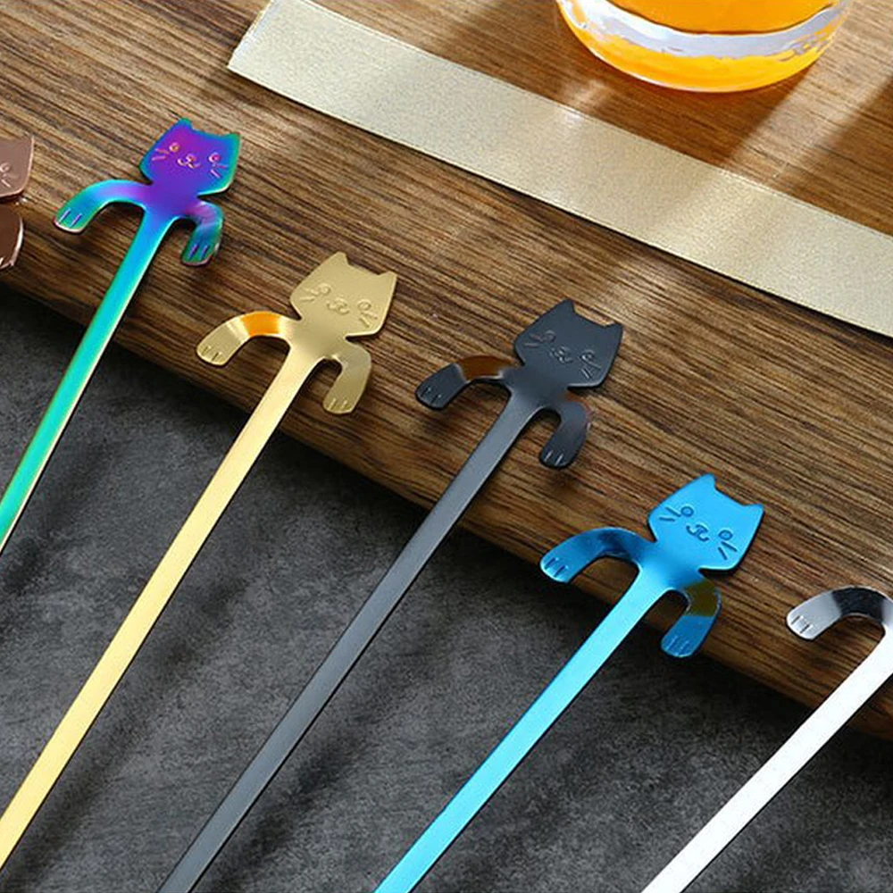 304 позолоченная ложка в форме кошки из нержавеющей стали креативная кружка