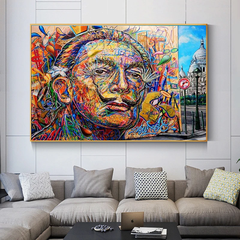 

Abstract Salvador Dali Graffiti Art Canvas Paintings on The Wall Art Posters and Prints Street Wall Art Pictures for Living Room