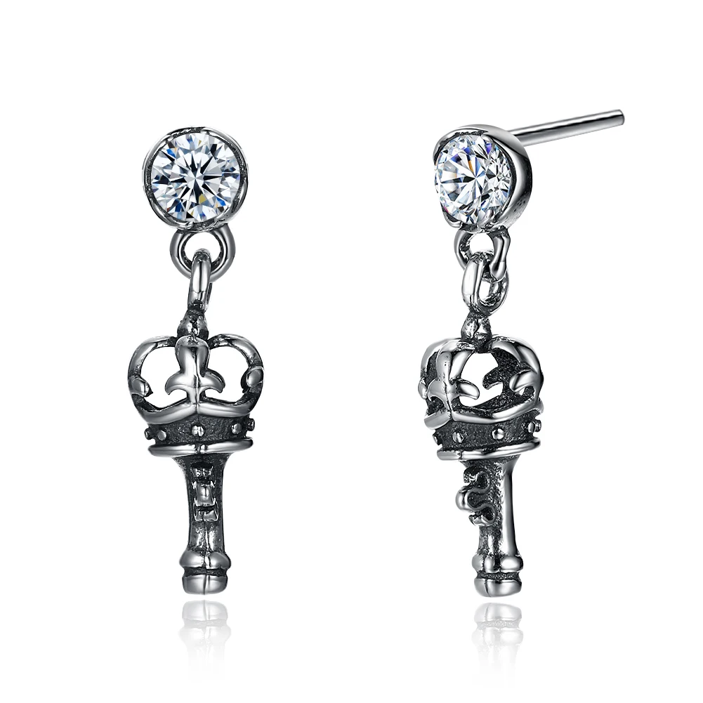 

ZEMIOR 925 Sterling Silver Vintage Crown Earrings Dangle Shining Cubic Zirconia Drop Earrings For Women Personality Jewelry