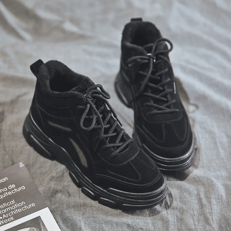 

2019 Winter New Women Snow Boots Warm Push Ankle Boots Casual Sneakers Faux Suede Leather Student Booties Martin Boots Woman 806