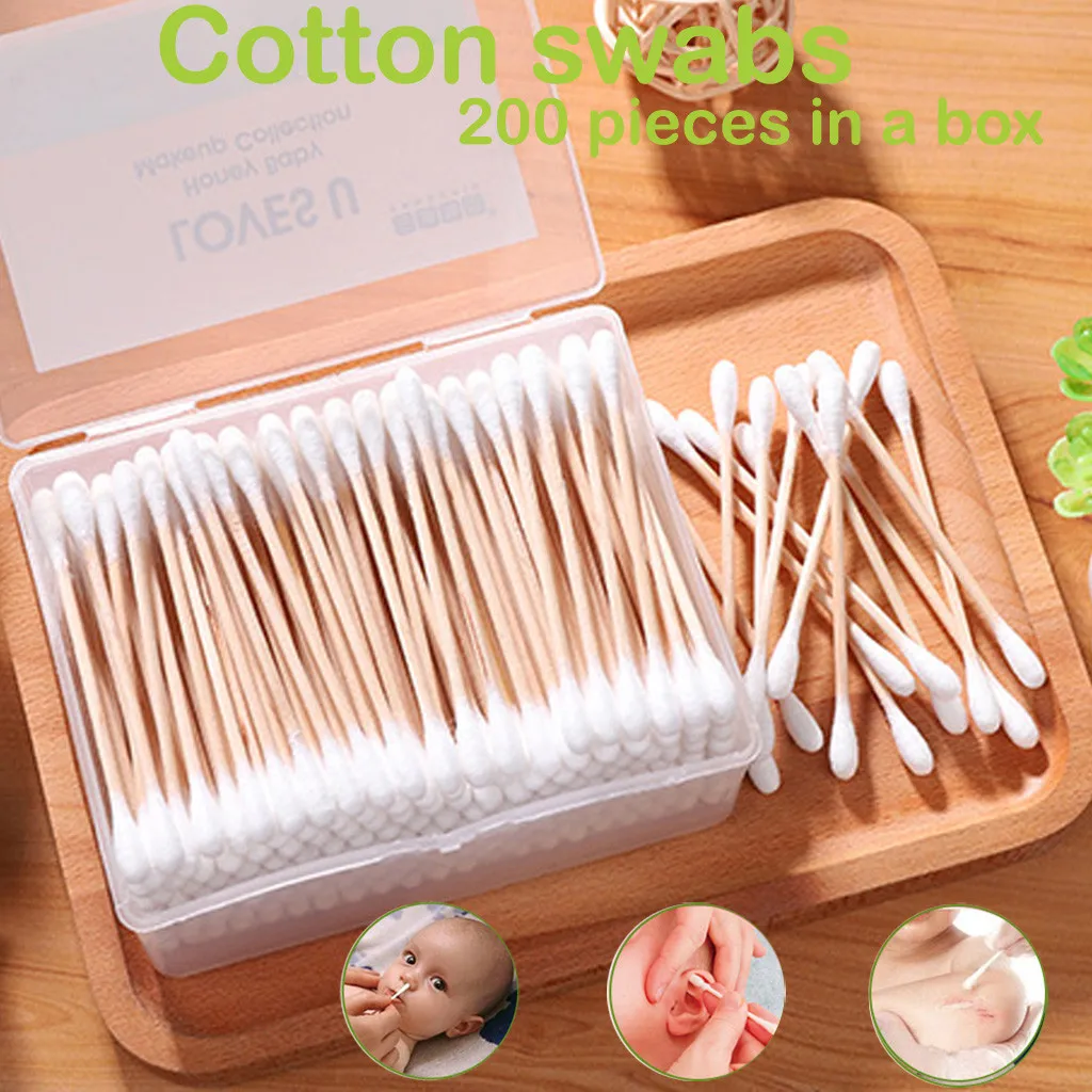 High quality 200pcs double head cotton swab sanitary beauty stick makeup health cheap ear sterile clean toothpick|Подставки для