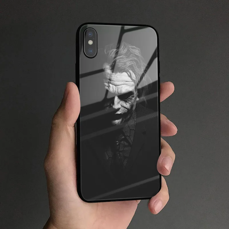 E 95 ЧЕРНЫЙ ДЖОКЕР хит Ledger мягкий силиконовый стеклянный чехол для телефона чехол для Apple iPhone 6 6s 7 8 Plus X XR XS 11 Pro max - Цвет: E 95