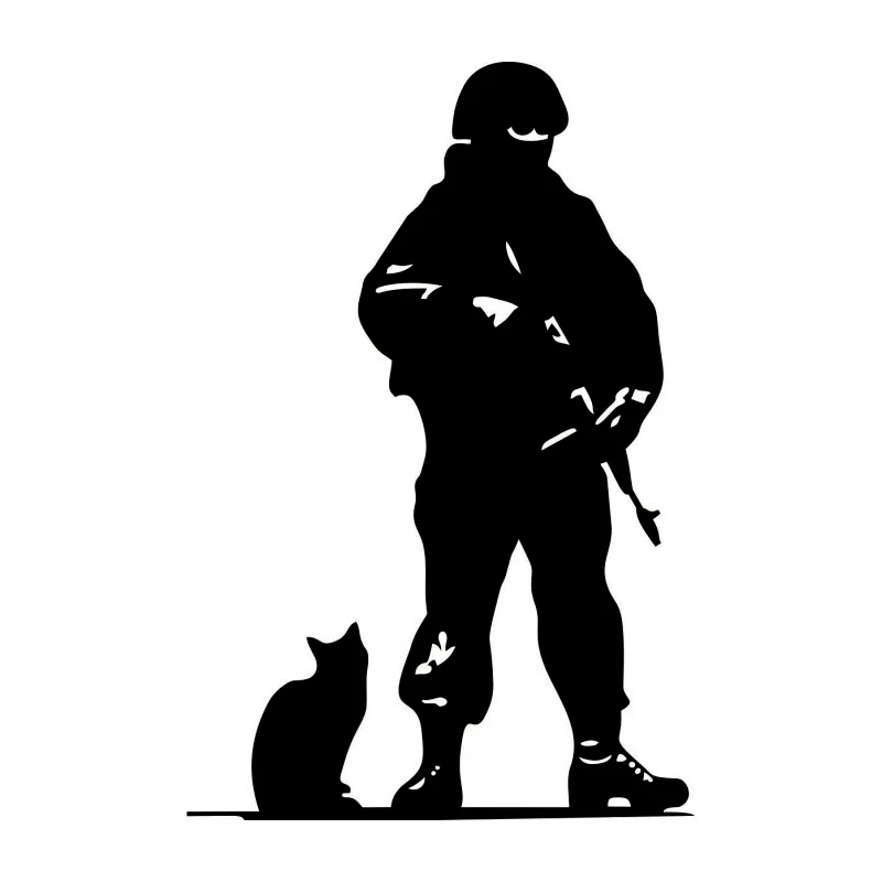 

Interesting Cat and Warrior Art Silhouette Modeling Personality Sticker PVC Auto Window Bumper Waterproof Decal Decor18cm*10cm