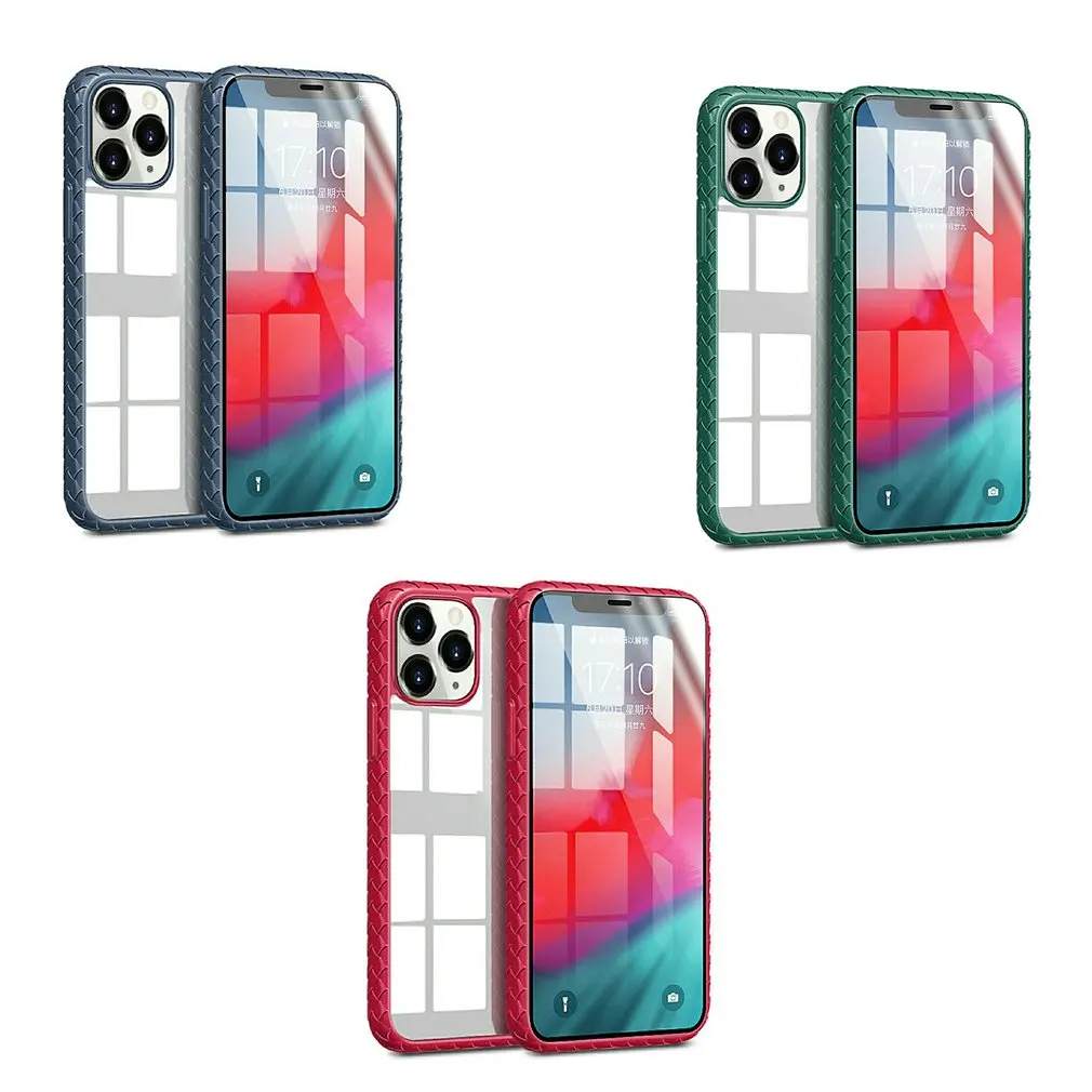 

Woven Net Mobile Phone Shell Fall Prevention Scratch Proof Transparent Back Cover Protective Cover For Iphone 12