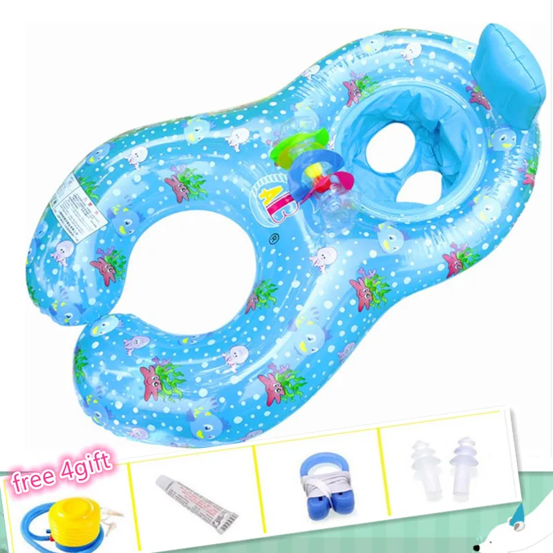 Надувной круг для купания ребенка шеи кольцо мать ребенок плавать Двойные