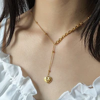 925 sterling silver love heart pendant necklace stitching chain female unique design romantic fashion retro letter necklace
