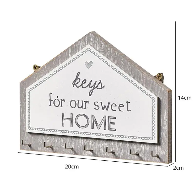 

Wall Hanging Wood Key Hanger Holder Wall Organizer Rectangle House Shape Key Rack Hooks Coat Hooks Home Decoration