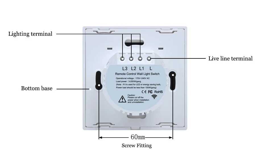 WELAIK UK RF 433MHZ настенный сенсорный выключатель-Кристалл Стекло-панель Переключатель-светодиодный светильник-пульт дистанционного управления-умный-переключатель 3 ганг-1way B1933CW/BR01