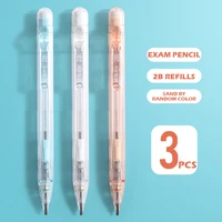mg 3pcslot 2b transparent exam mechanical test pencil 1 80 9mm pencil refills automatic pencil for woodworking exams drawing