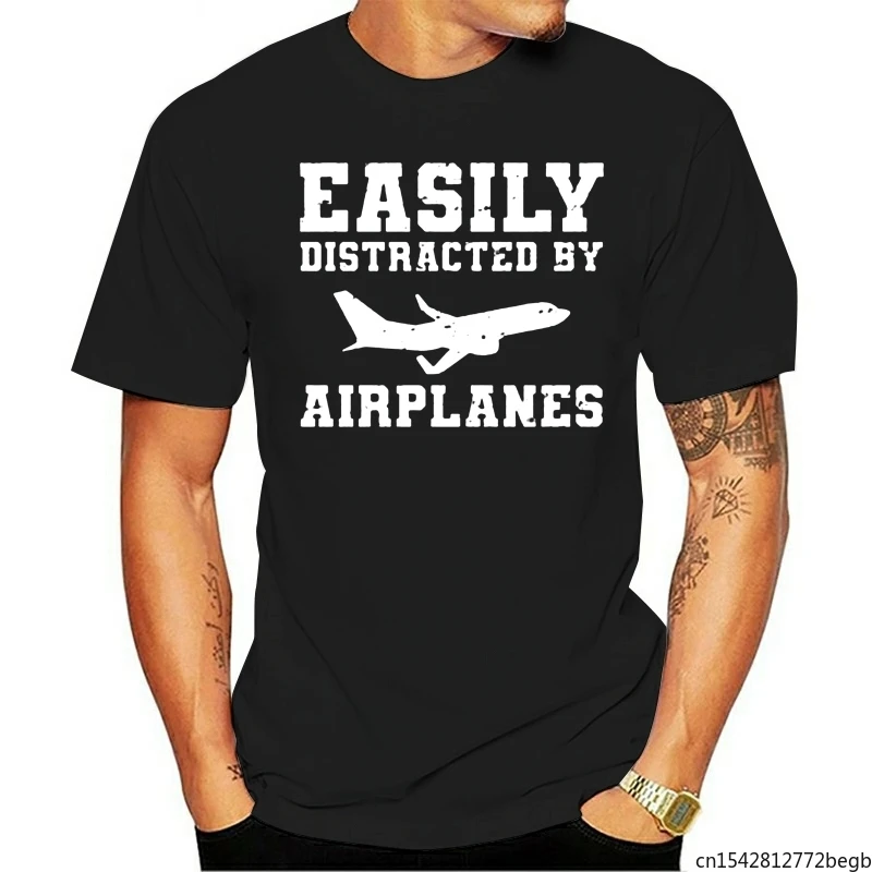 

Easily Distracted By Airplane Aviation Pilot Men's T Shirt