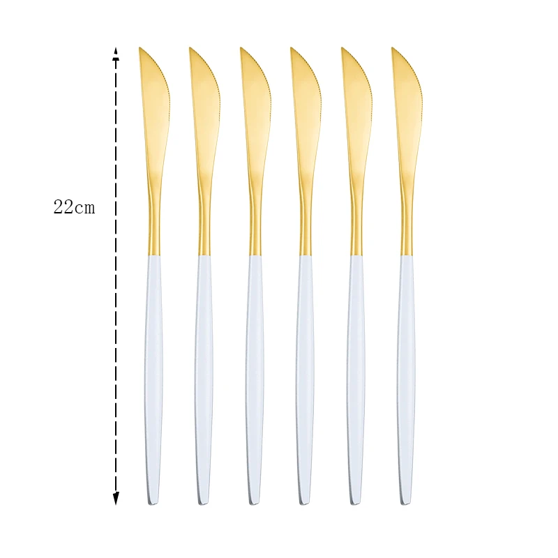 

Iyeafey Gold Dinner Knife Dinnerware Set 6-pieces Knives Flatware Set Stainless Steel Flatware Cutelry Golden Dinner Knives Set