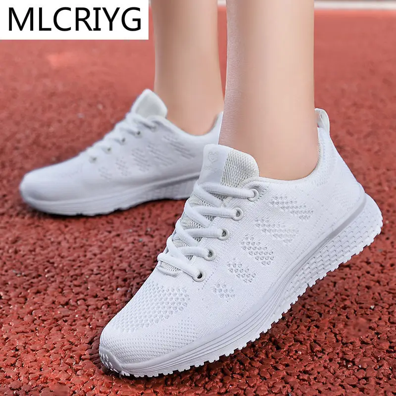 

2021 Spring Woman Mesh Surface Breathable Casual Shoes Fashion Woman Vulcanized Shoes Platform Walking Comfortable Woman Sneaker