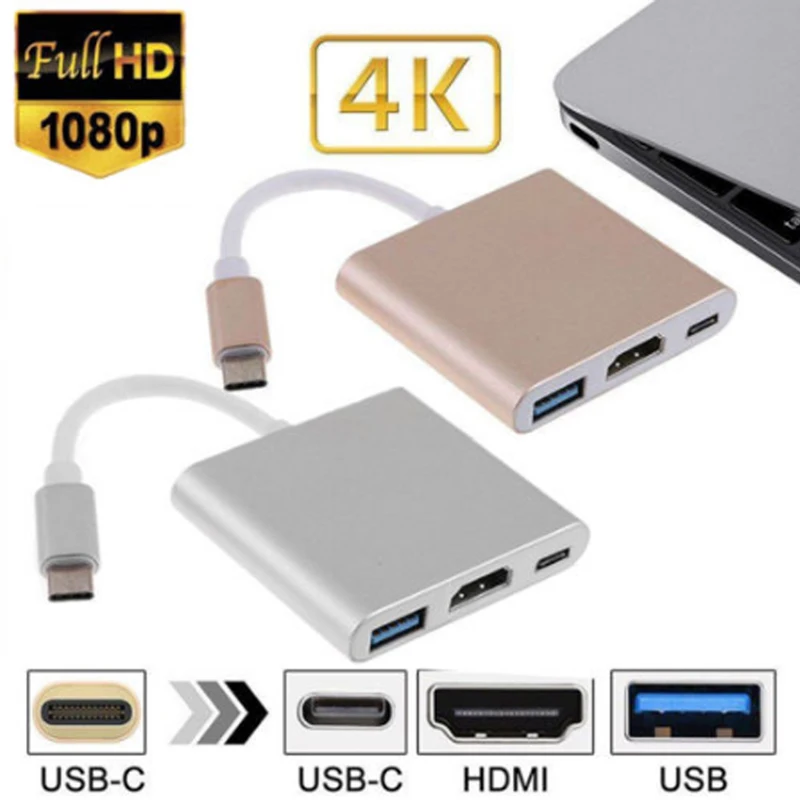 Адаптер для порта USB Type C и 1080P HDMI 3 в 1 HD 0|Адаптеры Type-C| |