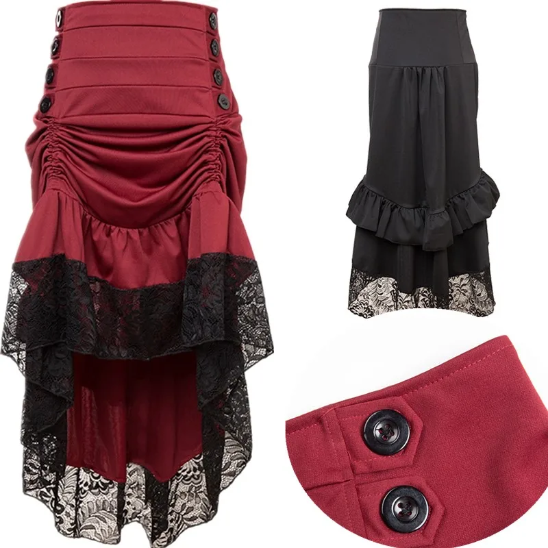 Jececer Женская одежда в стиле ретро готика длинная юбка Сексуальная кружевная