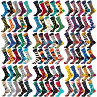 10 pairs 300 style casual men socks fashion design plaid colorful happy business party dress funny woman cotton socks gift