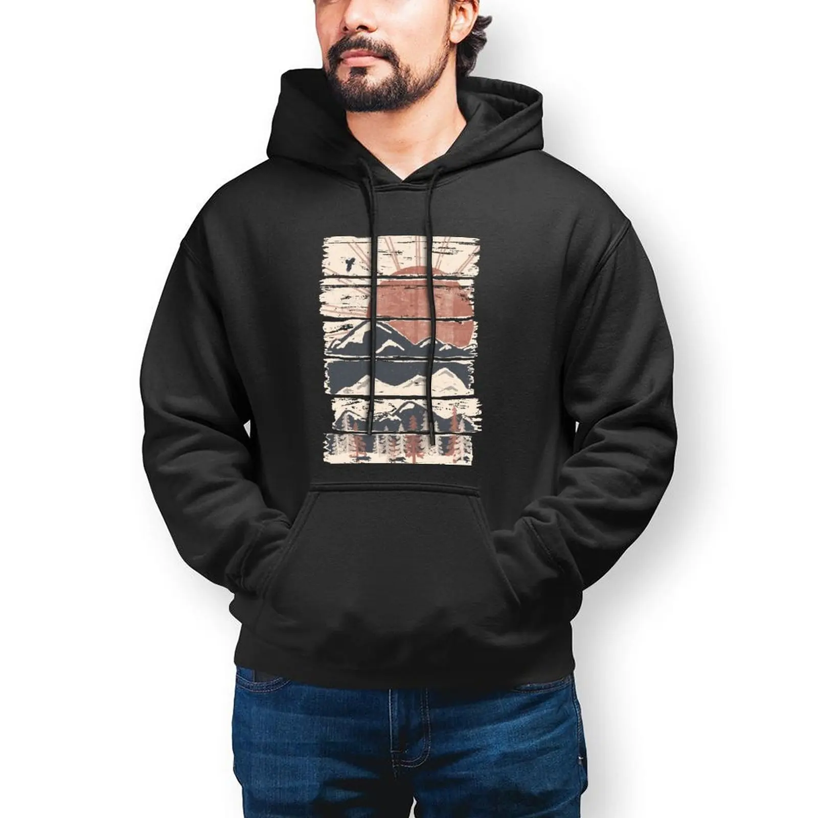 

Mountain Hoodie Outdoor Warm Hoodies Popular Long Sleeve Cotton Pullover Hoodie Mens Oversized