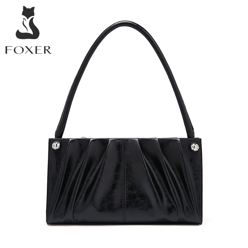 

FOXER Women Fashion Shoulder Bag New Design Handbag Split Leather High-Quality Office Purse Lady Commuter Versatile Underarm Bag
